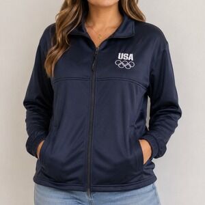 Vintage USA Olympic Committee Track Jacket Large Made in USA Full Zip Unisex
